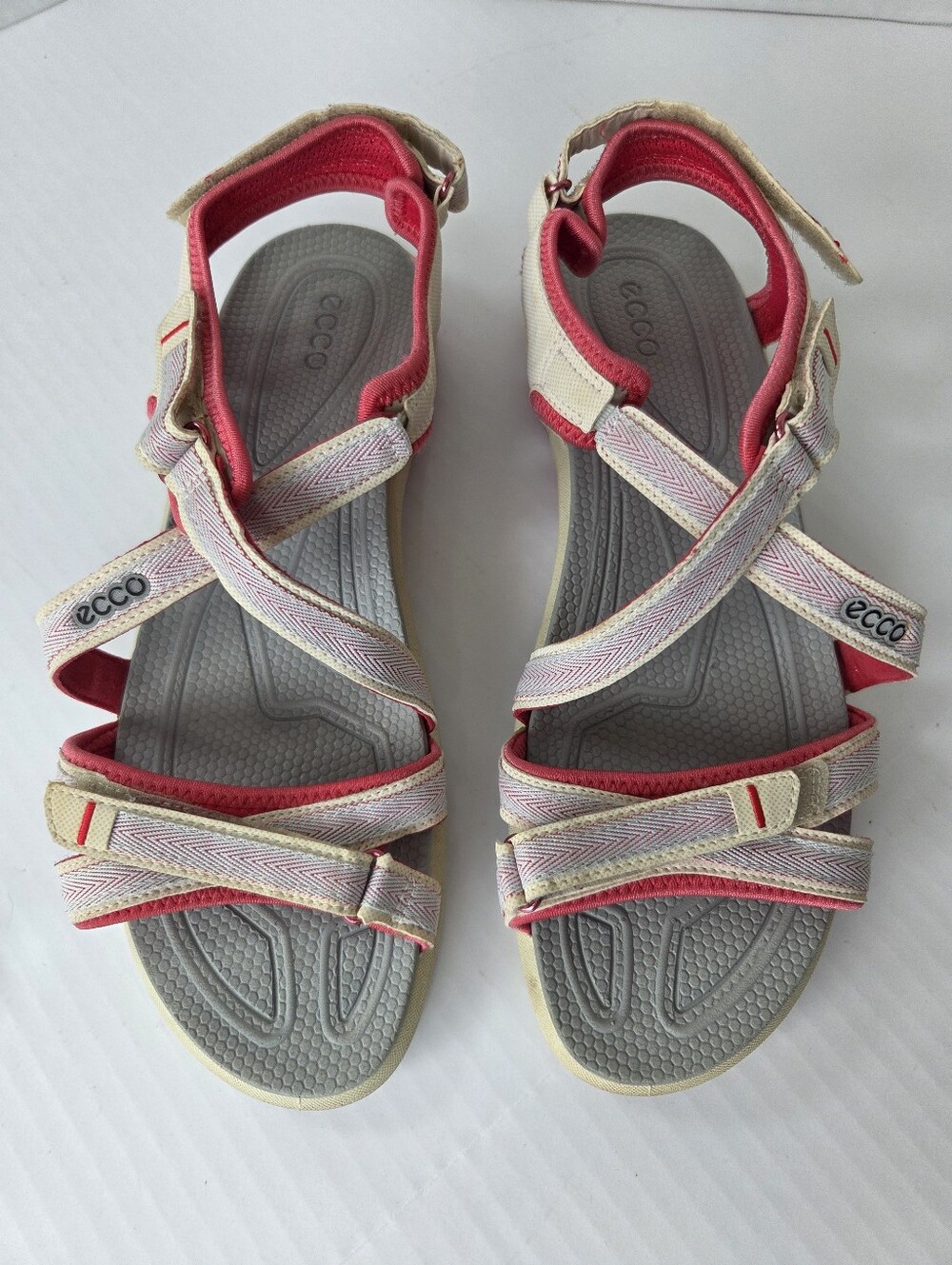 Ecco Women’s Cruise‎ Baja Multi-Strap Sandals in Coral and Cream Hiking